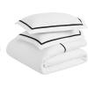 Superior Embroidered Cotton Duvet Cover Set, Soft Bedding Covers, 1 Duvet Cover with Button Closure, 2 Pillow Shams, Cotton Cross-Stitch Design, Riverton Collection, Full/Queen, White(White-black)