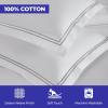 Superior Embroidered Cotton Duvet Cover Set, Soft Bedding Covers, 1 Duvet Cover with Button Closure, 2 Pillow Shams, Cotton Cross-Stitch Design, Riverton Collection, Full/Queen, White(White Silver 03)