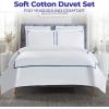 Superior Embroidered Cotton Duvet Cover Set, Soft Bedding Covers, 1 Duvet Cover with Button Closure, 2 Pillow Shams, Cotton Cross-Stitch Design, Riverton Collection, Full/Queen, White(White-navy Blue)