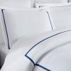 Superior Embroidered Cotton Duvet Cover Set, Soft Bedding Covers, 1 Duvet Cover with Button Closure, 2 Pillow Shams, Cotton Cross-Stitch Design, Riverton Collection, Full/Queen, White(White-navy Blue)