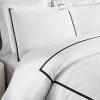 Superior Embroidered Cotton Duvet Cover Set, Soft Bedding Covers, 1 Duvet Cover with Button Closure, 2 Pillow Shams, Cotton Cross-Stitch Design, Riverton Collection, Full/Queen, White(White-black)