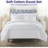 Superior Embroidered Cotton Duvet Cover Set, Soft Bedding Covers, 1 Duvet Cover with Button Closure, 2 Pillow Shams, Cotton Cross-Stitch Design, Riverton Collection, Full/Queen, White(White Silver 02)