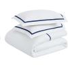 Superior Embroidered Cotton Duvet Cover Set, Soft Bedding Covers, 1 Duvet Cover with Button Closure, 2 Pillow Shams, Cotton Cross-Stitch Design, Riverton Collection, Full/Queen, White(White-navy Blue)