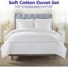 Superior Embroidered Cotton Duvet Cover Set, Soft Bedding Covers, 1 Duvet Cover with Button Closure, 2 Pillow Shams, Cotton Cross-Stitch Design, Riverton Collection, Full/Queen, White(White Silver 01)