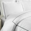 Superior Embroidered Cotton Duvet Cover Set, Soft Bedding Covers, 1 Duvet Cover with Button Closure, 2 Pillow Shams, Cotton Cross-Stitch Design, Riverton Collection, Full/Queen, White(White-light Teal)
