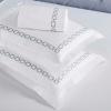 Superior Embroidered Cotton Duvet Cover Set, Soft Bedding Covers, 1 Duvet Cover with Button Closure, 2 Pillow Shams, Cotton Cross-Stitch Design, Riverton Collection, Full/Queen, White(White Silver 02)