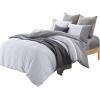 Superior Embroidered Cotton Duvet Cover Set, Soft Bedding Covers, 1 Duvet Cover with Button Closure, 2 Pillow Shams, Cotton Cross-Stitch Design, Riverton Collection, Full/Queen, White(White)