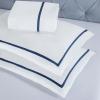 Superior Embroidered Cotton Duvet Cover Set, Soft Bedding Covers, 1 Duvet Cover with Button Closure, 2 Pillow Shams, Cotton Cross-Stitch Design, Riverton Collection, Full/Queen, White(White-navy Blue)