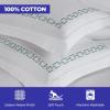 Superior Embroidered Cotton Duvet Cover Set, Soft Bedding Covers, 1 Duvet Cover with Button Closure, 2 Pillow Shams, Cotton Cross-Stitch Design, Riverton Collection, Full/Queen, White(White Silver 02)