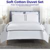 Superior Embroidered Cotton Duvet Cover Set, Soft Bedding Covers, 1 Duvet Cover with Button Closure, 2 Pillow Shams, Cotton Cross-Stitch Design, Riverton Collection, Full/Queen, White(White-black)