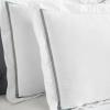 Superior Embroidered Cotton Duvet Cover Set, Soft Bedding Covers, 1 Duvet Cover with Button Closure, 2 Pillow Shams, Cotton Cross-Stitch Design, Riverton Collection, Full/Queen, White(White-light Teal)