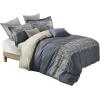 Superior Embroidered Cotton Duvet Cover Set, Soft Bedding Covers, 1 Duvet Cover with Button Closure, 2 Pillow Shams, Greek Key Design, Harrison Collection, King/California King, White(White)