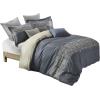 Superior Embroidered Cotton Duvet Cover Set, Soft Bedding Covers, 1 Duvet Cover with Button Closure, 2 Pillow Shams, Greek Key Design, Harrison Collection, King/California King, White(White)
