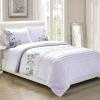 Superior Embroidered Cotton Duvet Cover Set, Soft Bedding Covers, 1 Duvet Cover with Button Closure, 2 Pillow Shams, Two-Line Design, Spring Blooms Collection, King/California King, White(White)