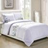 Superior Embroidered Cotton Duvet Cover Set, Soft Bedding Covers, 1 Duvet Cover with Button Closure, 2 Pillow Shams, Two-Line Design, Spring Blooms Collection, King/California King, White(Spring Blooms)
