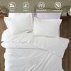Superior Extra Soft All Season 100% Brushed Cotton Flannel Solid Bedding Duvet Cover Set – Ivory, King/California King Size(Ivory)