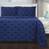 Superior Extra Soft All Season 100% Brushed Cotton Flannel Solid Bedding Duvet Cover Set – Ivory, King/California King Size(Navy Blue Trellis)
