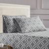 Superior Extra Soft All Season 100% Brushed Cotton Flannel Solid Bedding Sheet Set with Deep Pockets Fitted Sheet – Navy Blue, King Size(Grey Trellis)