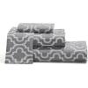 Superior Extra Soft All Season 100% Brushed Cotton Flannel Solid Bedding Sheet Set with Deep Pockets Fitted Sheet – Navy Blue, King Size(Grey Trellis)