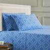 Superior Extra Soft All Season 100% Brushed Cotton Flannel Solid Bedding Sheet Set with Deep Pockets Fitted Sheet – Navy Blue, King Size(Light Blue Trellis)