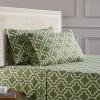 Superior Extra Soft All Season 100% Brushed Cotton Flannel Solid Bedding Sheet Set with Deep Pockets Fitted Sheet – Navy Blue, King Size(Sage Trellis)