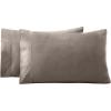 Superior Flannel Cotton Pillowcase Bedding Set, Set Includes: 2 Pillow Covers, Solid Contemporary Bedroom Accent, Modern Traditional Soft, Breathable and Plush, Standard, Navy Blue(Grey)