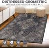 Superior Floral Medallion Washable Rug, Cotton Backing, Pet & Kid Friendly, Easy Care, Modern Rugs for Entry, Living Room, Kitchen, Bedroom, Low Pile Area Rug, Cardinal Collection, 3′ x 5′, Red(Flamingo – Black)