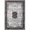 Superior Floral Medallion Washable Rug, Cotton Backing, Pet & Kid Friendly, Easy Care, Modern Rugs for Entry, Living Room, Kitchen, Bedroom, Low Pile Area Rug, Cardinal Collection, 3′ x 5′, Red(Sparrow – Cream)