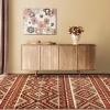 Superior Folk Diamond Rustic Eclectic Bohemian Power-Loomed Indoor Area Rug, 3′ x 5′, Red(Red)
