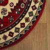 Superior Folk Diamond Rustic Eclectic Bohemian Power-Loomed Indoor Area Rug, 5′ Round, Red(2’6″ (Round))
