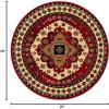 Superior Folk Diamond Rustic Eclectic Bohemian Power-Loomed Indoor Area Rug, 5′ Round, Red(2’6″ (Round))
