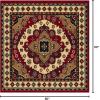 Superior Folk Diamond Rustic Eclectic Bohemian Power-Loomed Indoor Area Rug, 5′ Round, Red(5′ x 5′ (Square))