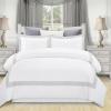 Superior Glenmont Cotton 200 Thread Count Duvet Cover Set, Soft Comforter Covers, Bedroom Essentials, Embroidered Geometric Border, Includes 1 Duvet Cover- Button Closure, 2 Pillow Shams, Full/Queen(Twin/Twin XL)