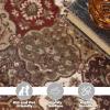 Superior Goleta Classic Formal Ornamental Indoor Area Rug for Living Room, Bedroom, Office, Kitchen, Dining, Washable Rugs, Jute Backing, Elegant Palmyra Collection, 2′ 7″ x 8′, Auburn(Multi-colored)