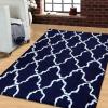 Superior Hand Woven and Soft Shag Rug Trellis Collection, Ivory/Chocolate 5 feet by 8 feet (5′ x 8′)(Navy Blue & White)