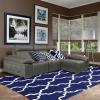 Superior Hand Woven and Soft Shag Rug Trellis Collection, Ivory/Chocolate 5 feet by 8 feet (5′ x 8′)(Navy Blue & White)