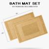 Superior Heavyweight Cotton Bath Mats, Bath Rugs For Bathroom Accessories, Washable Rug For Shower, Bath, Toilet, Modern Decor, No Backing, Luxury Hotel And Spa Quality, Set of 2, 22″ x 35″, Taupe(Gold)