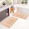 Superior Heavyweight Cotton Bath Mats, Bath Rugs For Bathroom Accessories, Washable Rug For Shower, Bath, Toilet, Modern Decor, No Backing, Luxury Hotel And Spa Quality, Set of 2, 22″ x 35″, Taupe(Peach)
