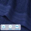 Superior Honeycomb 100% Cotton 500 GSM 12 Piece Bath Towel Set, 6 Washcloths, 4 Hand, 2 Bath Towels, Ideal for Bathroom, Kitchen or Beach, Quick Dry, Jacquard and Solid, Mid-Weight, Navy Peony(Navy Peony)