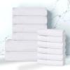 Superior Honeycomb 100% Cotton 500 GSM 12 Piece Bath Towel Set, 6 Washcloths, 4 Hand, 2 Bath Towels, Ideal for Bathroom, Kitchen or Beach, Quick Dry, Jacquard and Solid, Mid-Weight, Navy Peony(White)