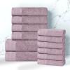 Superior Honeycomb 100% Cotton 500 GSM 12 Piece Bath Towel Set, 6 Washcloths, 4 Hand, 2 Bath Towels, Ideal for Bathroom, Kitchen or Beach, Quick Dry, Jacquard and Solid, Mid-Weight, Navy Peony(Sea Fog)