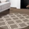 Superior Indoor Area, Jute Backing Rugs, Modern Floor Decor for Entryway Hallway, Kitchen, Office, Bedroom, Living, Dining Room, Nursery, Elegant Double Trellis, 5ft, Grey(5′ (Round))
