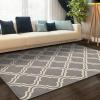 Superior Indoor Area, Jute Backing Rugs, Modern Floor Decor for Entryway Hallway, Kitchen, Office, Bedroom, Living, Dining Room, Nursery, Elegant Double Trellis, 5ft, Grey(3 PCs Set D)
