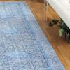 Superior Indoor Area Rug, Cotton Backing, Flatweave Medallion Rugs for Dining, Family, Kitchen, Office Floor, Traditional Home Decor, Adelia Collection, 5′ 7″ x 8′ 9″, Azure(Light Blue)