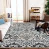 Superior Indoor Area Rug, Jute Backed, Modern Oriental Floral Damask Floor Decor for Office, Living Room, Bedroom, Entryway, Dining/Kitchen, Hardwood, Tile, Augusta Collection, 8′ x 10′, Blue Beige(Deep Royal)