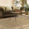 Superior Indoor Area Rug, Jute Backed Rugs for Bedroom, Living/Dining Room, Office, Entryway, Hallway, Kitchen, Traditional Floral Scroll Floor Decor, Heritage Collection, Ivory, 5′ x 5′ Square(Green – Z)