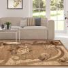 Superior Indoor Area Rug, Jute Backing, Modern Bohemian Oversized Floral Scroll, Ideal for Entryway, Living Room, Kitchen, Bedroom, Hallway, Floor Cover, Rosette Collection, 5′ x 8′, Taupe(Brown Ivory)