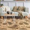 Superior Indoor Area Rug, Jute Backing, Modern Bohemian Oversized Floral Scroll, Ideal for Entryway, Living Room, Kitchen, Bedroom, Hallway, Floor Cover, Rosette Collection, 5′ x 8′, Taupe(Beige)