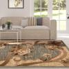 Superior Indoor Area Rug, Jute Backing, Modern Bohemian Oversized Floral Scroll, Ideal for Entryway, Living Room, Kitchen, Bedroom, Hallway, Floor Cover, Rosette Collection, 5′ x 8′, Taupe(Brown Green)