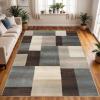 Superior Indoor Area Rug, Jute Backing, Modern Plush Rugs for Entryway, Kitchen Floors, Office Floor Cover, Color Block Rugs, Clifton Collection, 4′ x 6′, Beige/Blue(Grey)